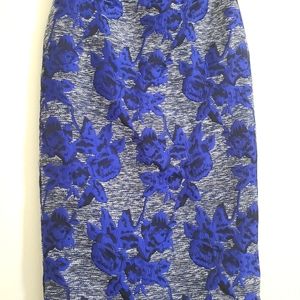 Gabrielle Union jacquard blue pencil skirt size 6.